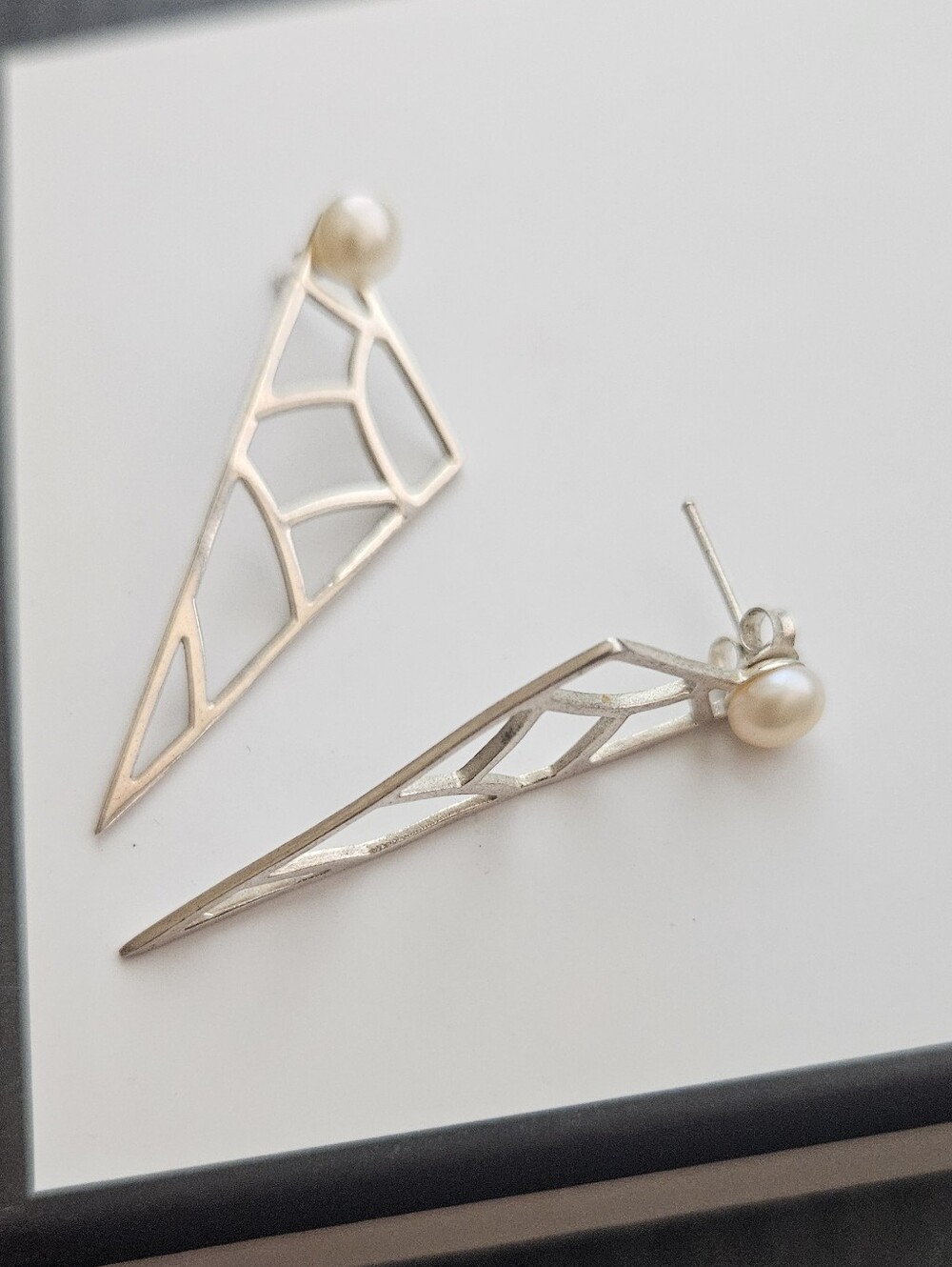Sterling Silver And Pearl Earrings - Picture 7 of 8